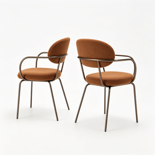 Shylachasity Modern Bentwood Dining Chairs Set of 2, Chenille Fabric Stool with Back and Metal Frame, Comfortable Upholstered Seating for Kitchen, Living Room, Brown, 30 inch